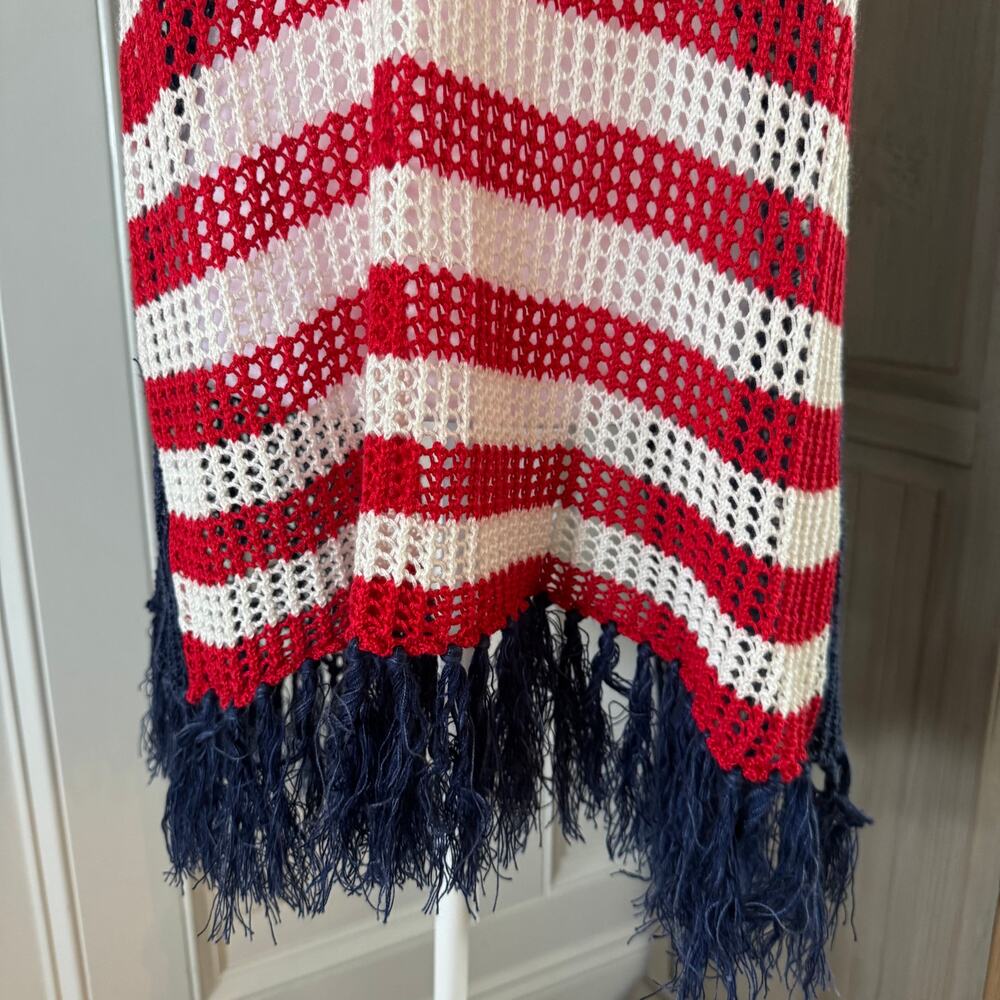 Cloud Chaser USA Flag Fringe Vest Large Patriotic Stars Stripes Open Front - Picture 7 of 10